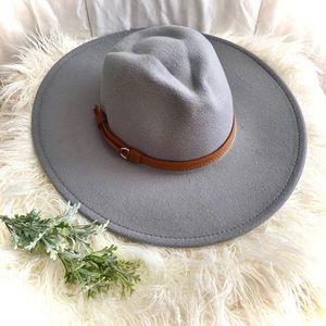 New Fashionable wide brim grey fedora hat